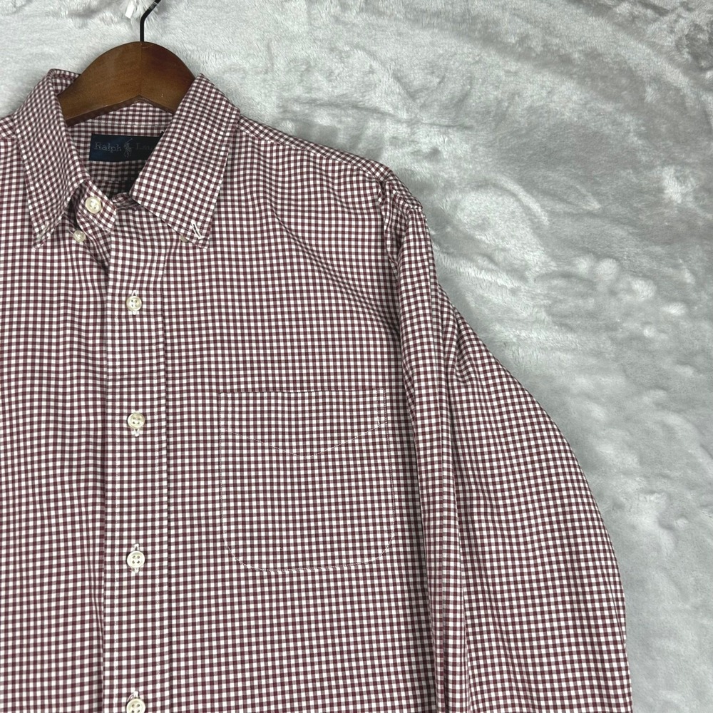 Ralph‎ Lauren Men's Gingham Check Button Down Shirt Long Sleeve Casual Top Large
